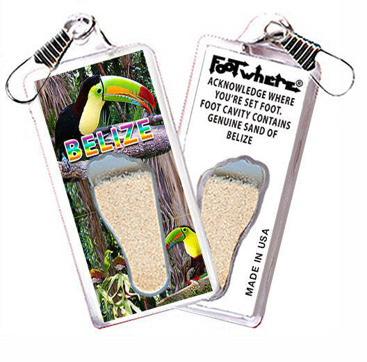 Belize FootWhere® Souvenir Zipper-Pull. Made in USA