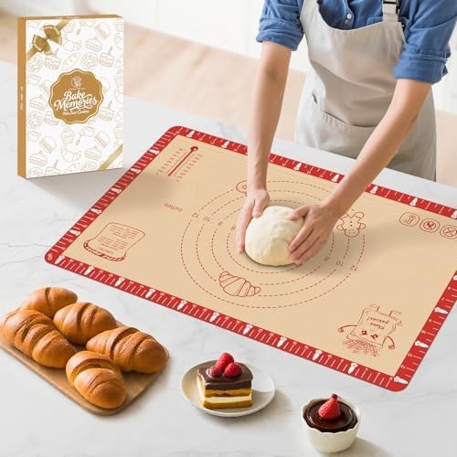Silicone baking mat 26x16 inch extra thick with measurements