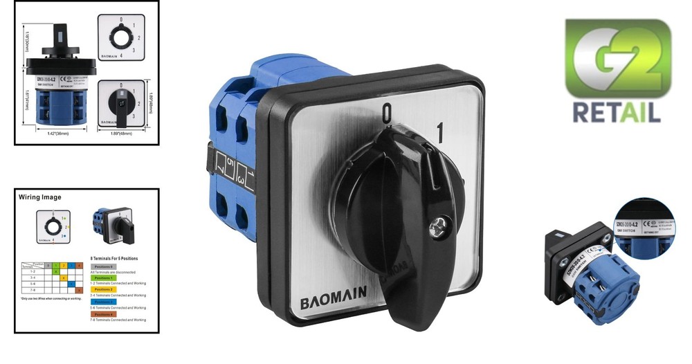 Panel Mount 5 Position Changeover Switch AC 660V 20A - Reliable Performance