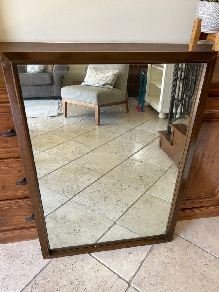 1960's mirror with wood frame 29" W x 40" H