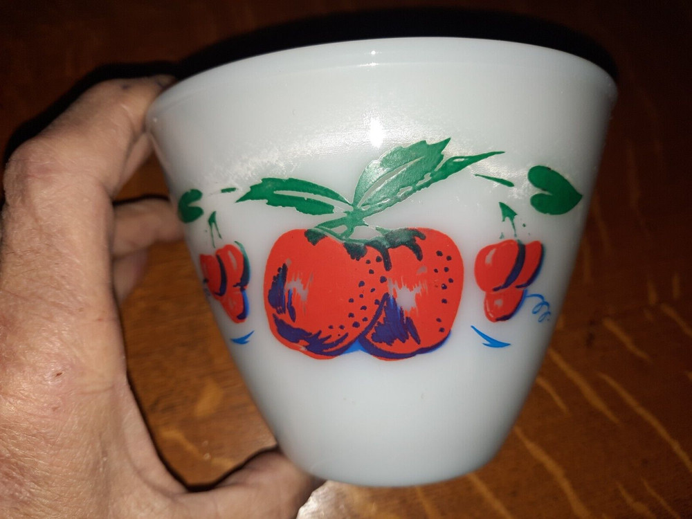 Fire King Grease Jar, Apples Design, No Lid