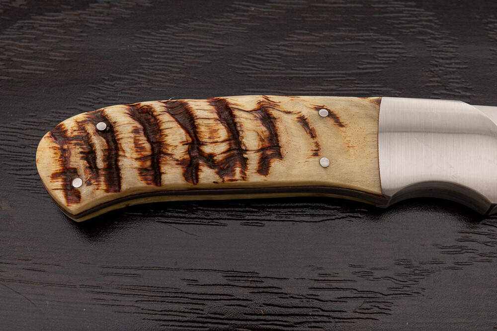 Ron Gaston Custom Fixed Blade Knife Sheep Horn, w/Sheath