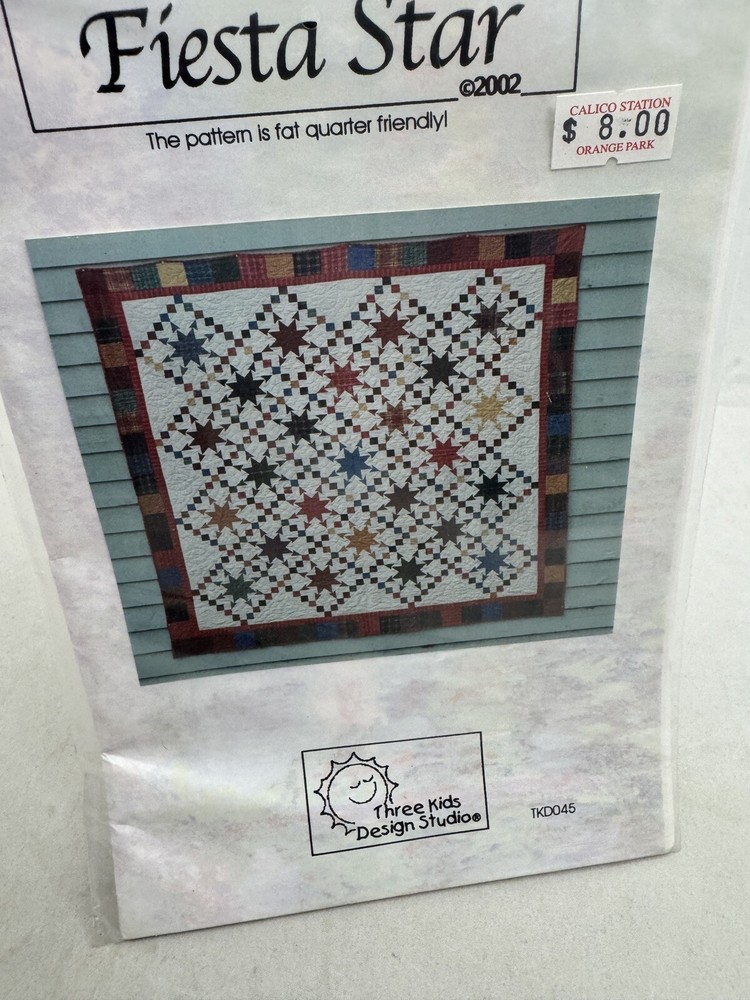 Fiesta Star Quilt Pattern Three Kids Design Studio TKD045 85.5"×85.5" 2002