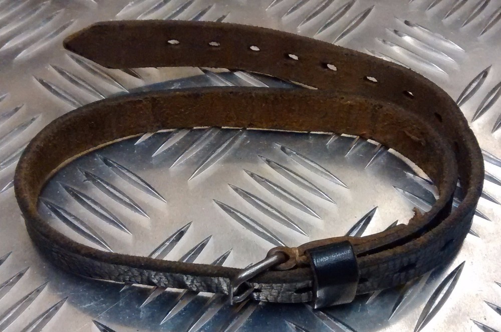 Genuine German Army Black Leather Strap Billy Can / Utility Vintage