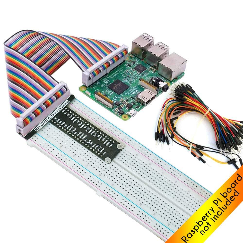 Raspberry Pi GPIO Breakout T-Type Board 830 Points Breadboard 65 Jumper Cables