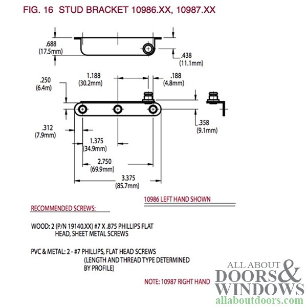 Truth Stud Bracket 10986 Left Hand E-Gard Finish