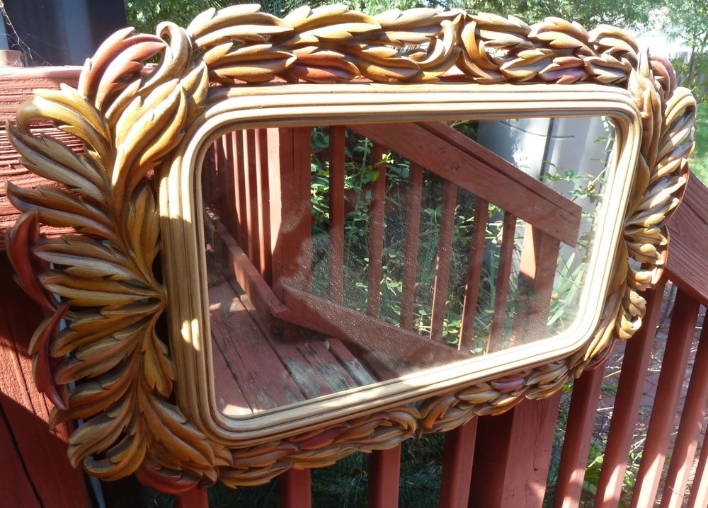 Burwood Rectangular Mirror Leaf Frame, 30 x 19 1970's