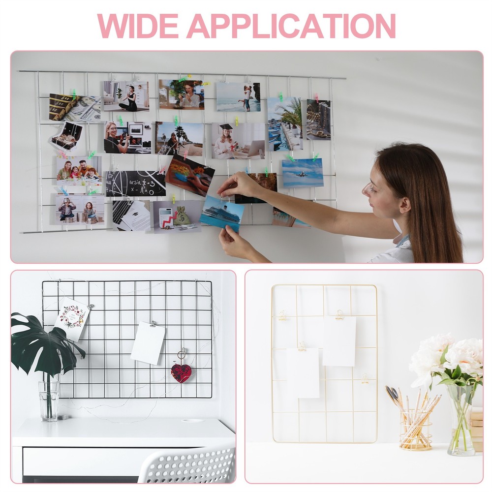 20"x20" Wire Grid Panel, 2 Pack Wall Grid Decorative Board Photo Display Pink
