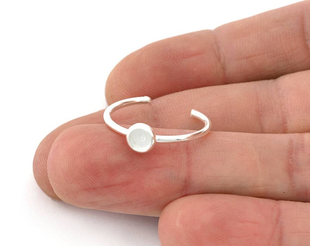 Round Ring Blank, Adjustable Ring Shiny Silver, Shiny gold plated brass 5199