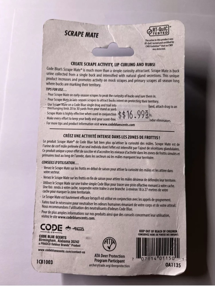 CODE BLUE Scrape Mate deer urine attractant OA1135