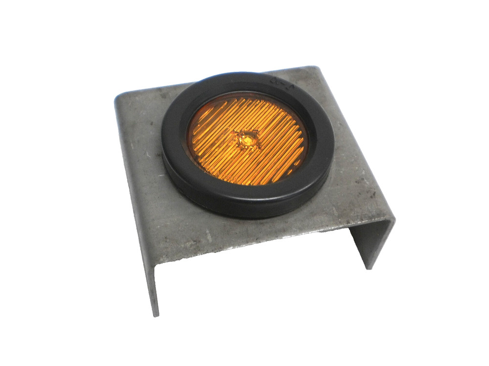 Custom Weld On Bracket Mount with 2" Round Sealed Amber LED Reflective Light