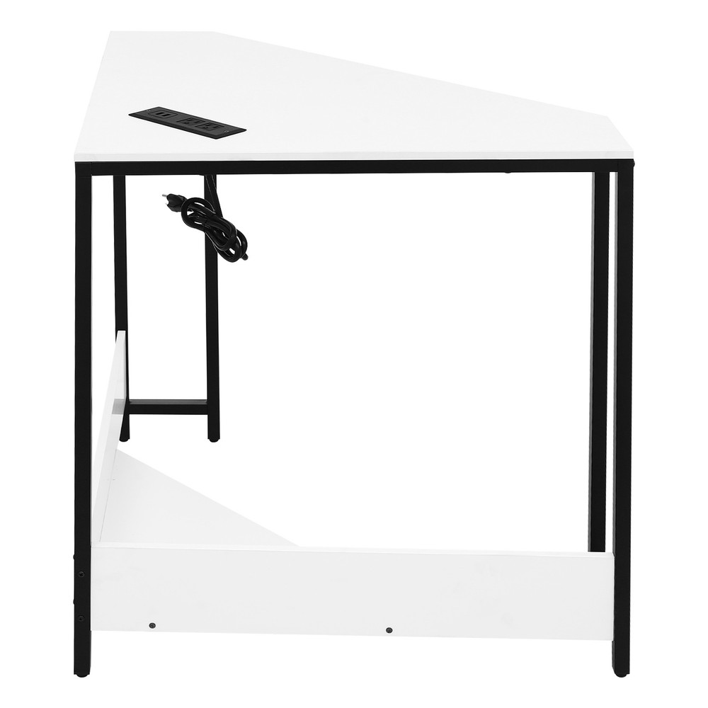 Corner Desk with Outlets, Small Desk with Outlets,Free Standing Corner Table
