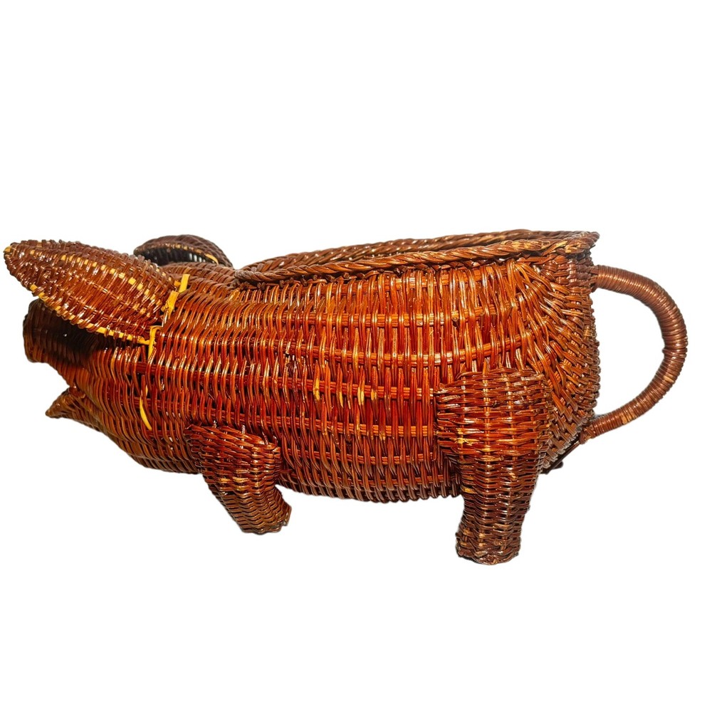 Wicker Pig Planter. Well Loved.