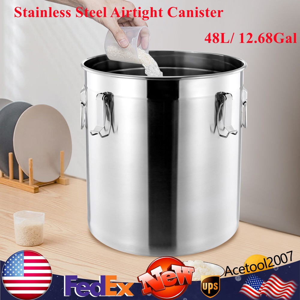 48L Stainless Steel Airtight Container Rice Cereal Grain Container Storage Box