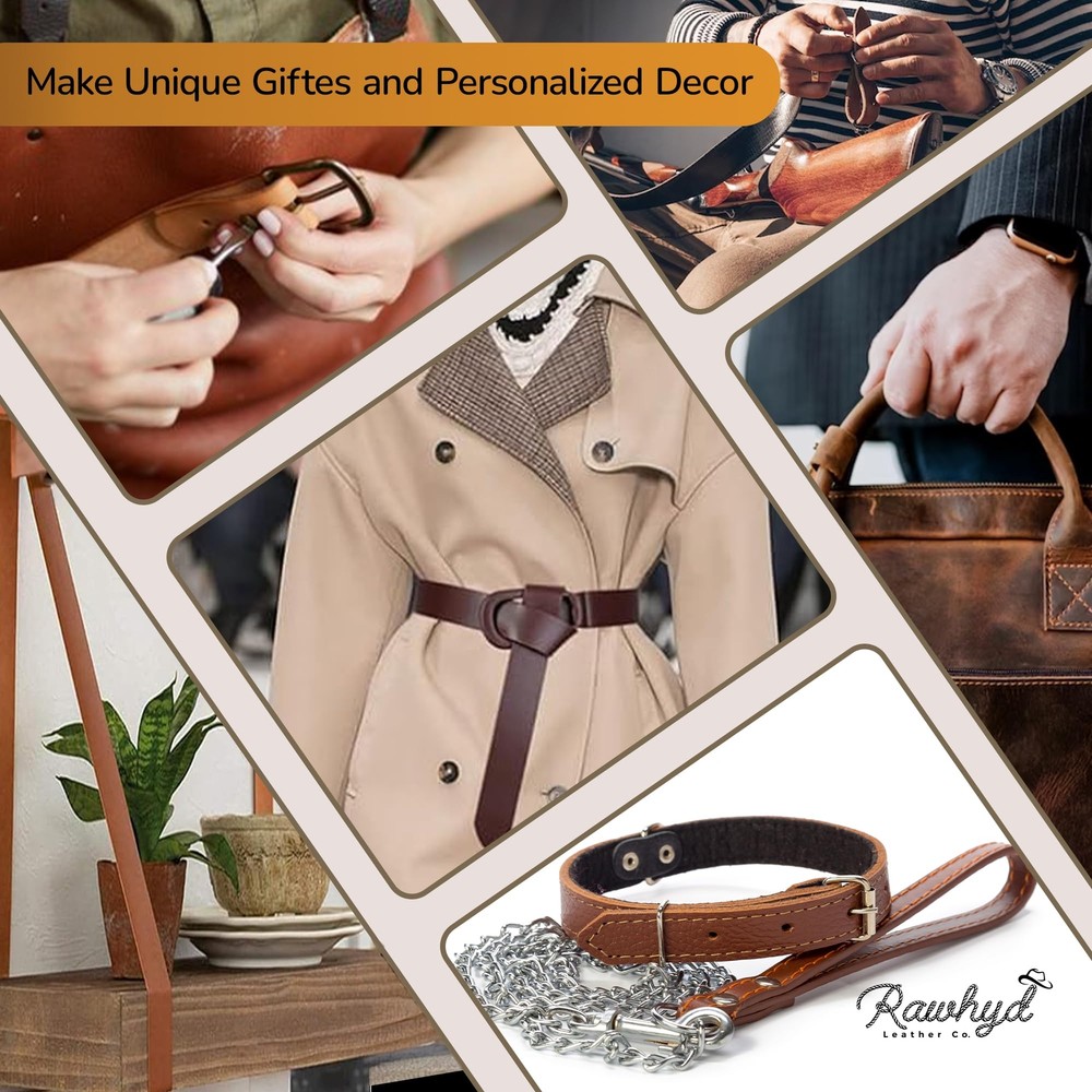 Leather Strap - Full Grain Buffalo Leather Strips for Crafts – Brown Leather ...