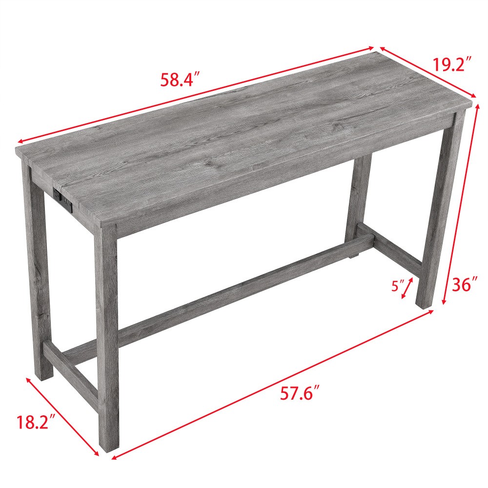 Bar Table Set w Power Outlet Dining Table Set Industrial Breakfast Table