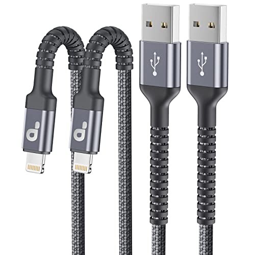 iPhone Charger Cable 2Pack Nylon Braided Lightning 6FT Grey USB A to Lightning
