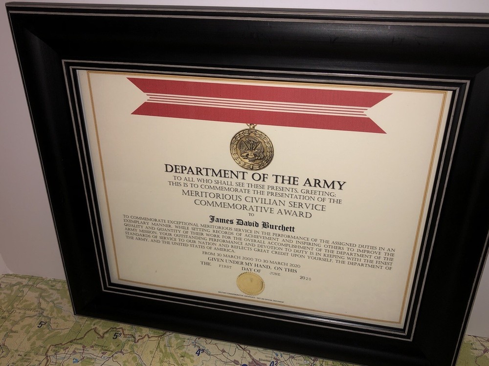 MERITORIOUS CIVILIAN SERVICE COMMEMORATIVE AWARD CERTIFICATE ~ Type-1