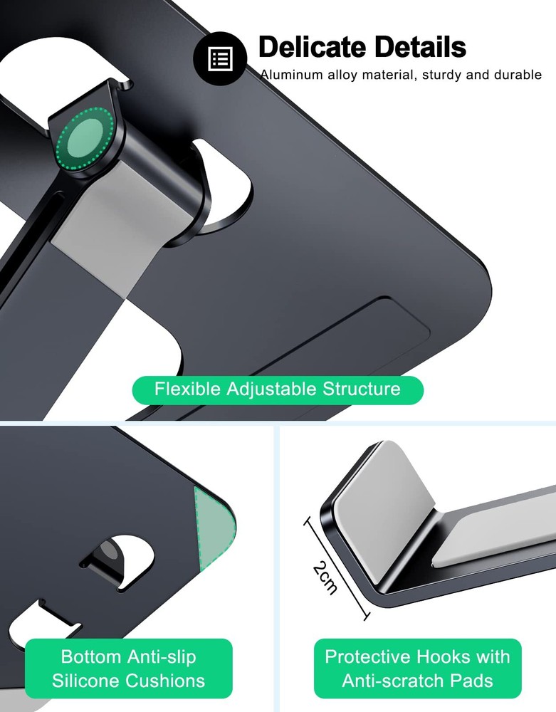 Foldable Laptop Stand Height Adjustable Ergonomic Computer Stand for Desk Alu...