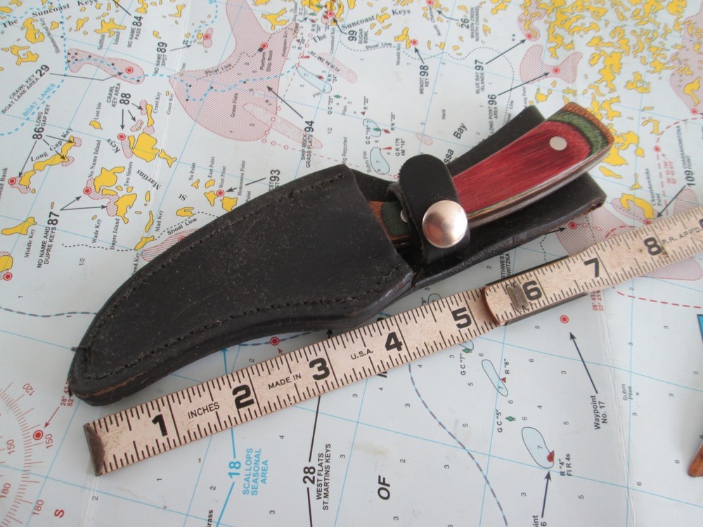 FROST CUTLERY Fixed Blade Sharpfinger Knife & Original Leather Sheath JAPAN