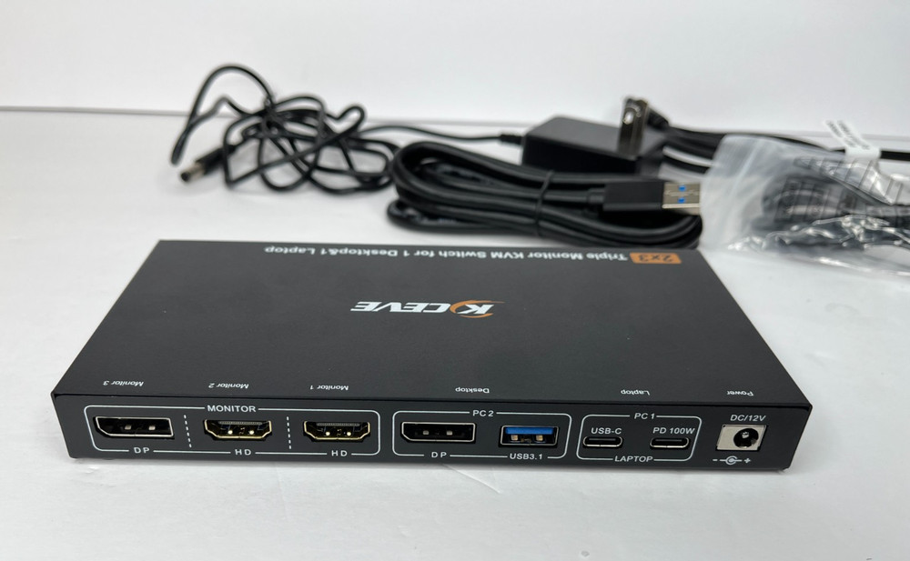 USB C DP KVM Switch 2 Computers 3 Monitors,4K/1080P@60Hz MST KVM Switch for 1 PC