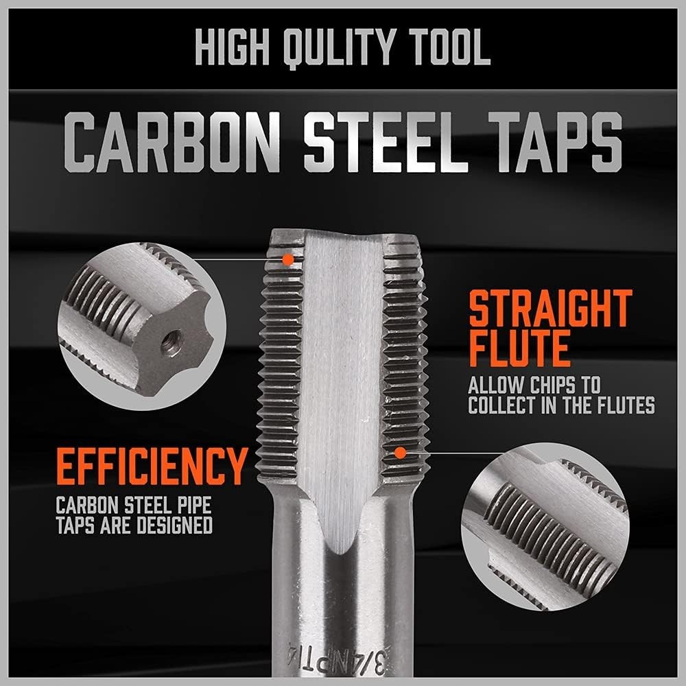 Precision Carbon Steel Pipe Tap Set - 6 Essential NPT Sizes for DIY Projects