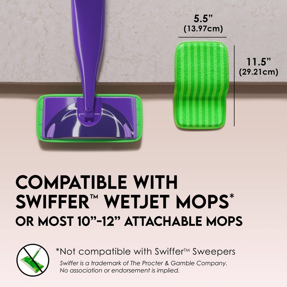 Universal Mop Pads, Microfiber, Washable, 2 Pack, 12 Inch, Green