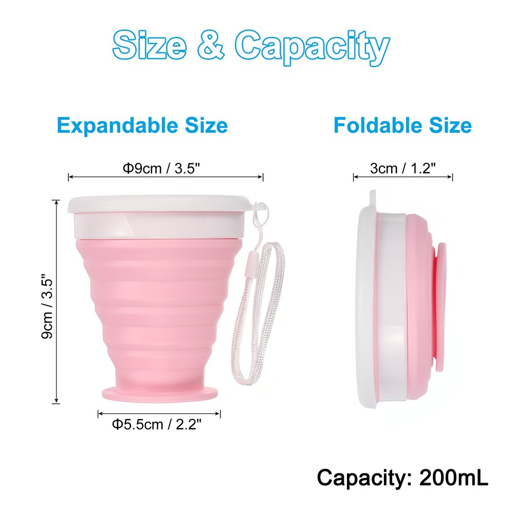Folding water bottle, 2pcs 200mL, grey pink