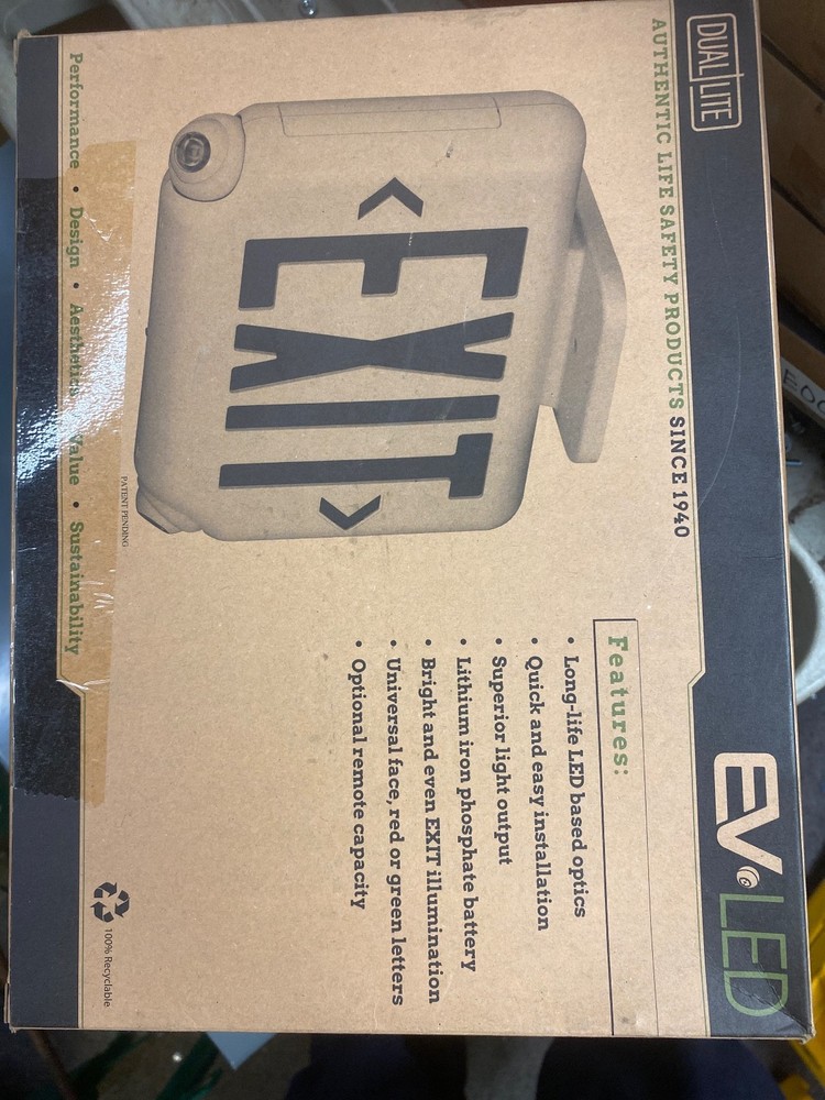 DualLite, Exit/ Emergency Sign, EVCUGWD4, new battery pack included