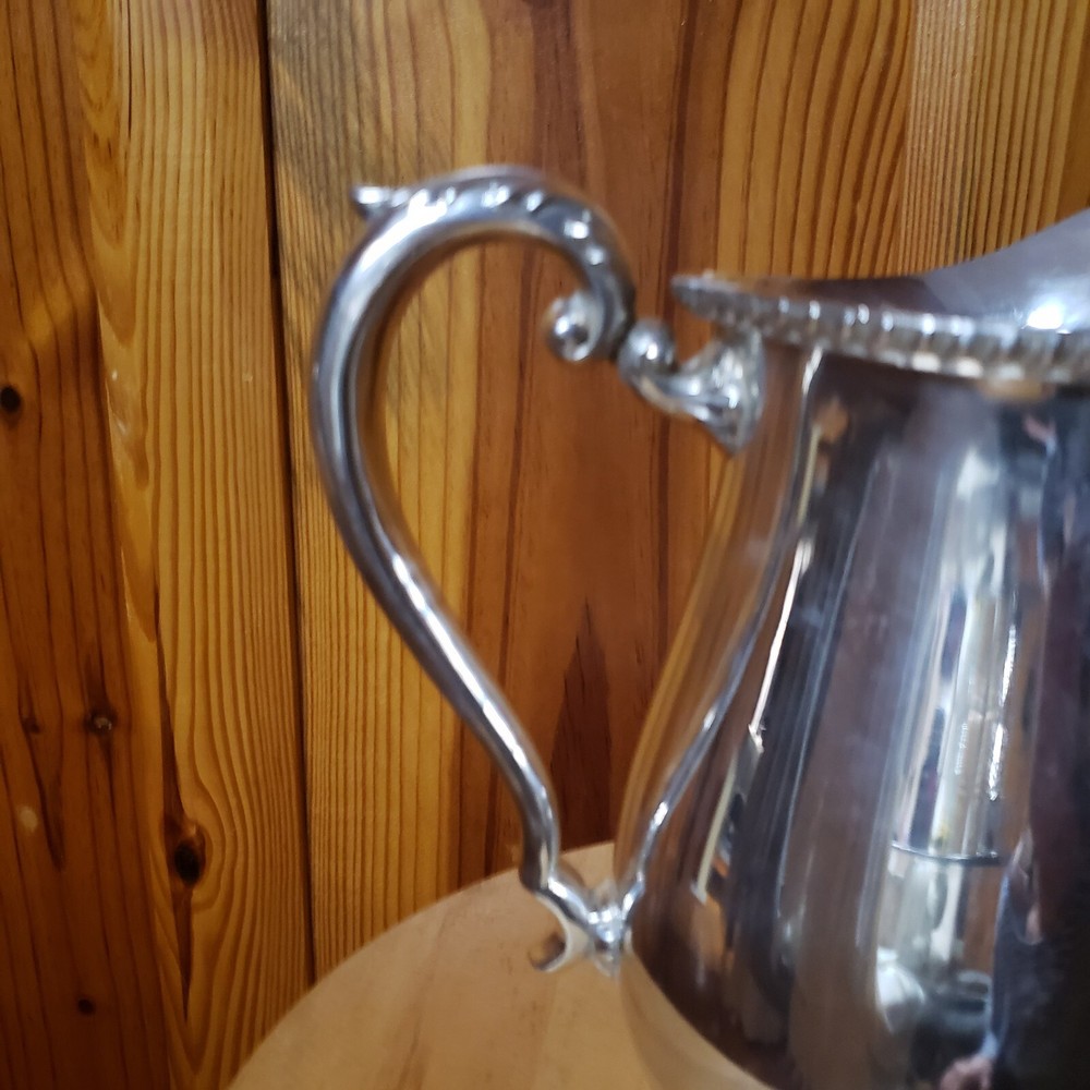 Vintage Crescent MCM Silverplate Footed Water Pitcher 8.5" Tall