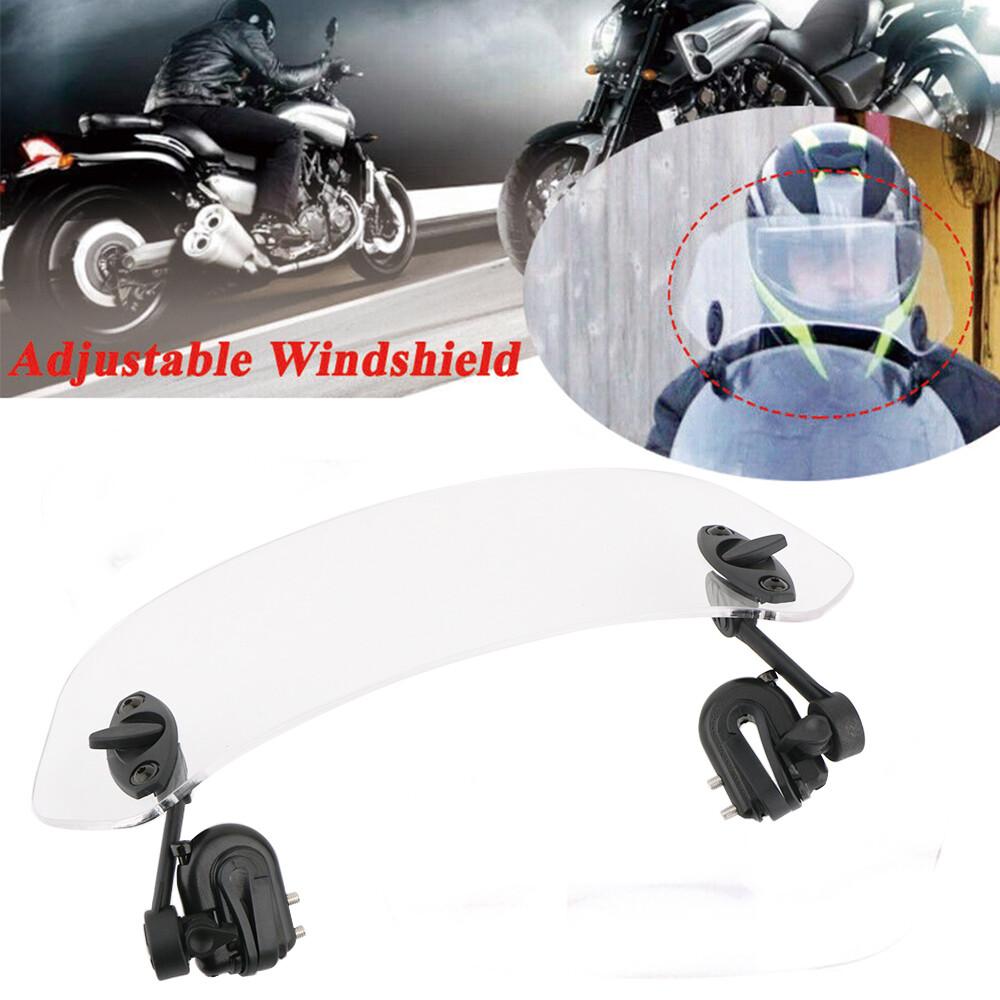 Motorcycle Universal Clip On Windshield Wind Screen Deflector Extension Spoiler