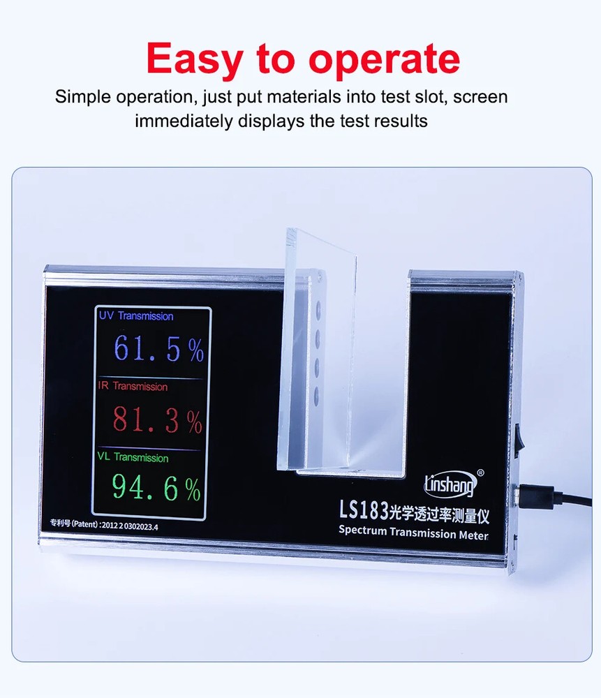 Transmission Meter Visible Light Transmittance Measurement Glass PMMA LS183