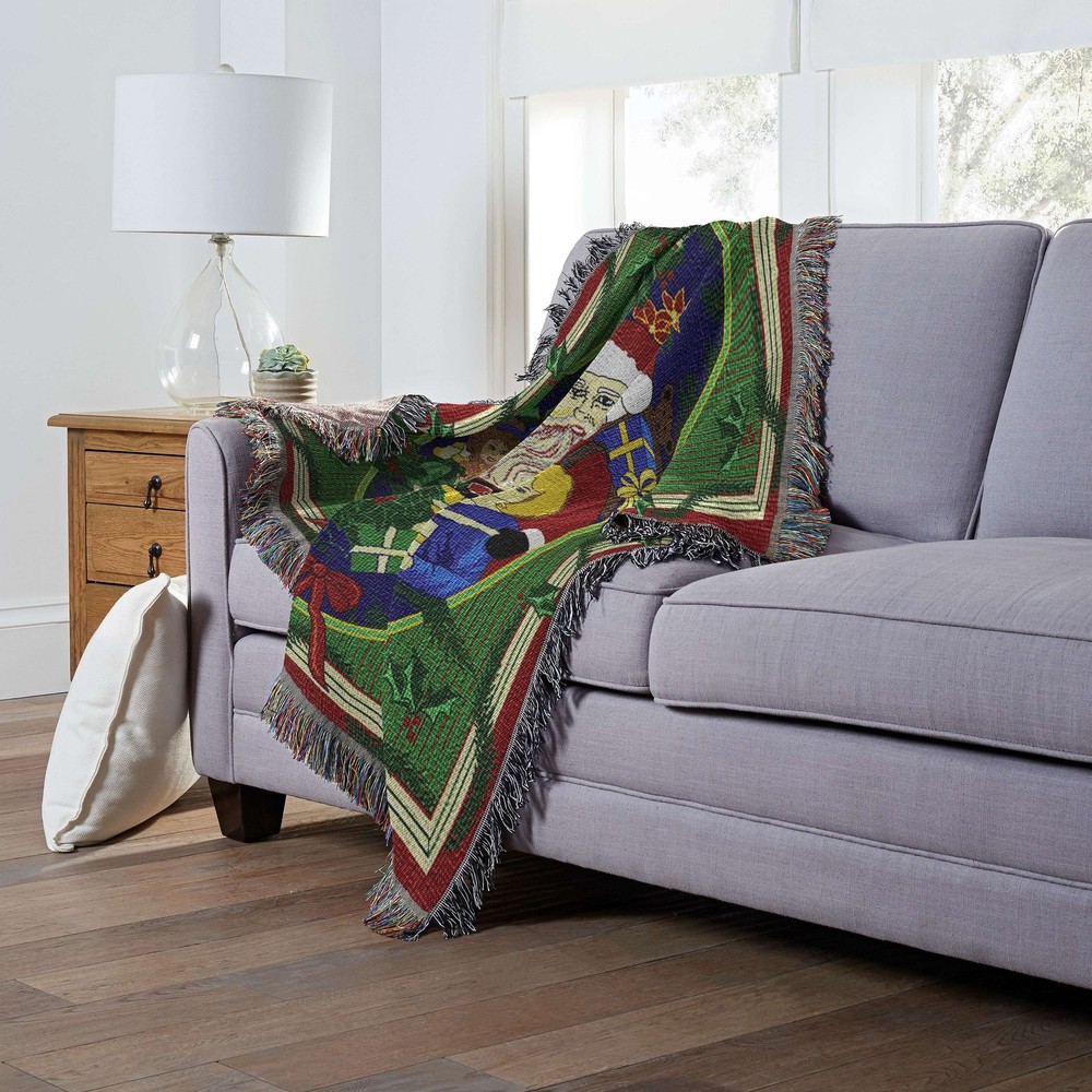 Howdy Santa Woven Tapestry Throw Blanket