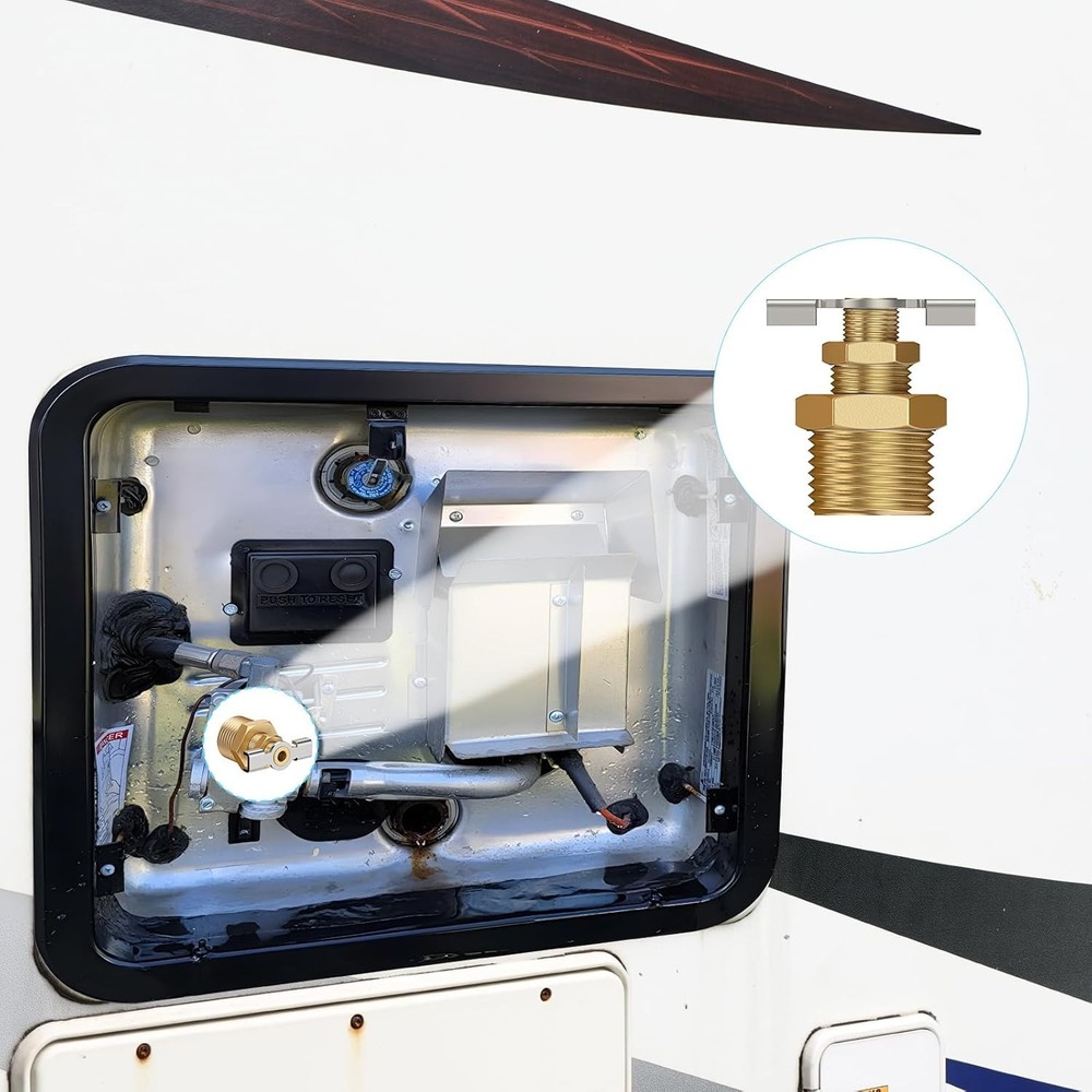 1/2'' Brass RV Water Heater Drain Valve with PTFE Tape – Leak-Free Solution
