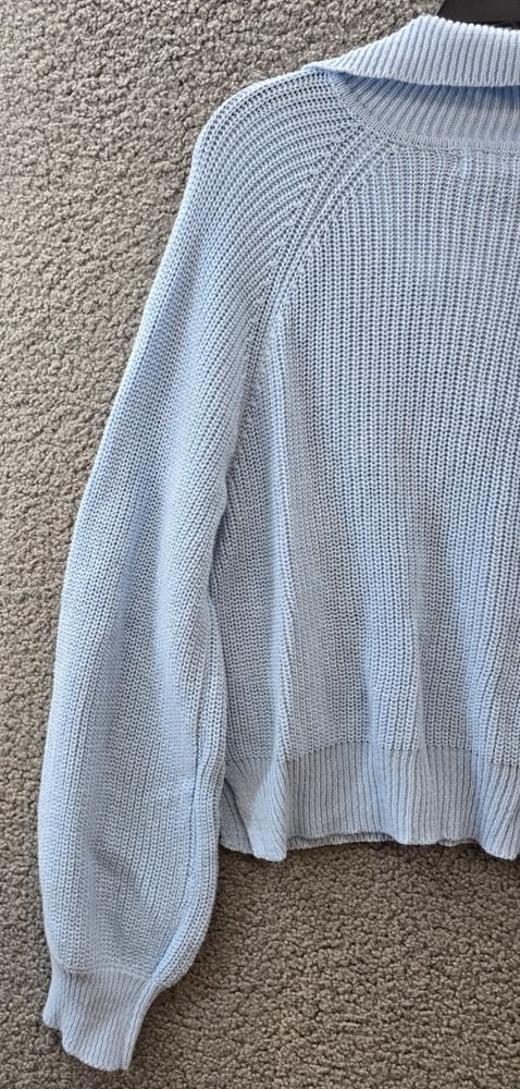 No Comment Kennedy Snap Button Sweater Juniors L Cashmere Blue Pullover L/S