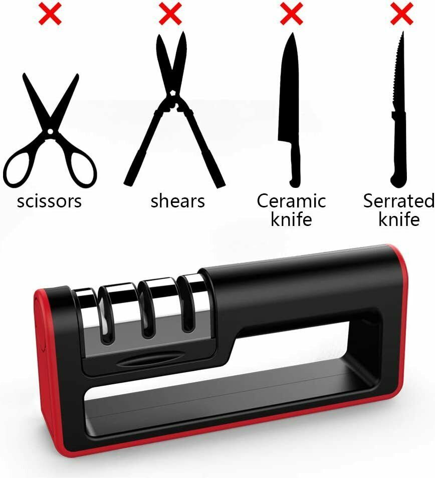 Knife Sharpener Professional Ceramic Tungsten Kitchen Sharpening System 3 Stage