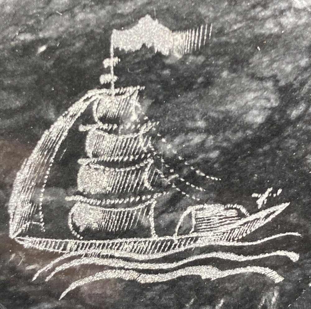 Marble Hand Engraved Sailing Ship Plaque