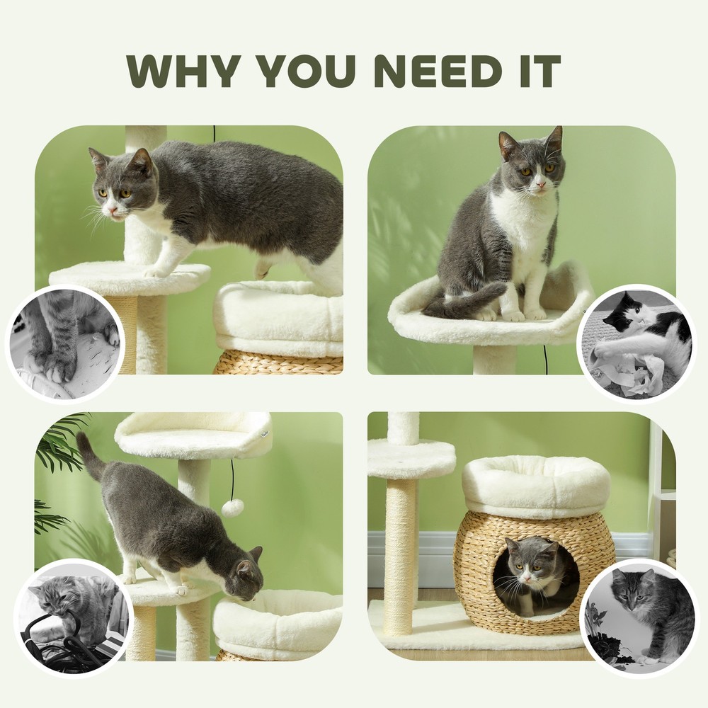 31" Cat Tree Tower with Scratching Posts, Cat Condo, Beds, Platform