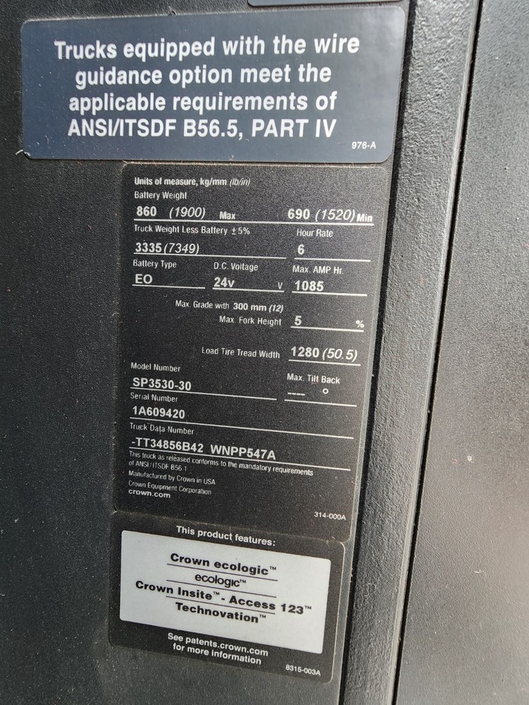 Crown Forklift Model Sp3530-30