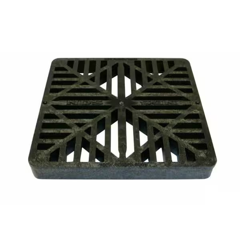 12 In. Square Catch Basin Drain Grate, Black Plastic