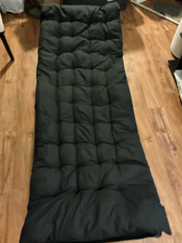 Foldable Portable Black Camping Cot And Mattress Pad
