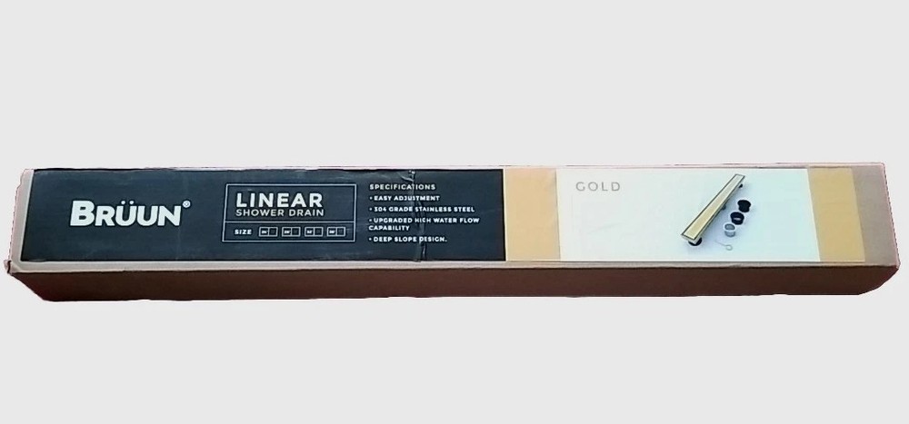 Bruun 24" Linear Shower Drain Gold New