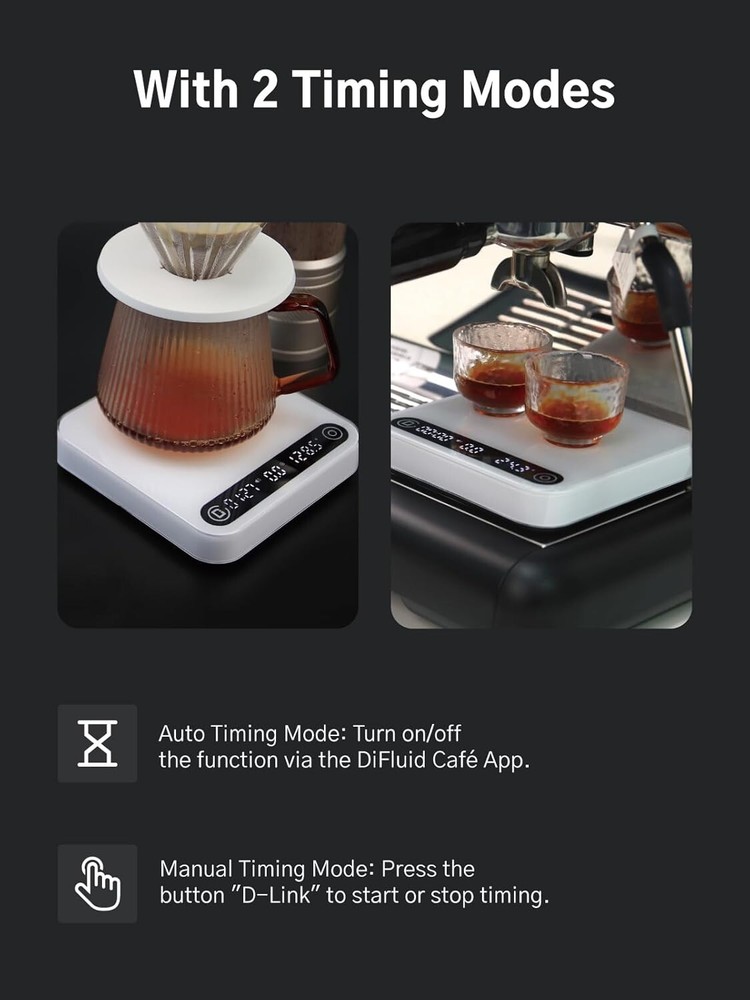 Digital Coffee Scale with Timer & Flow Rate Tracking, 0.1g Precision, 2Kg, Smart