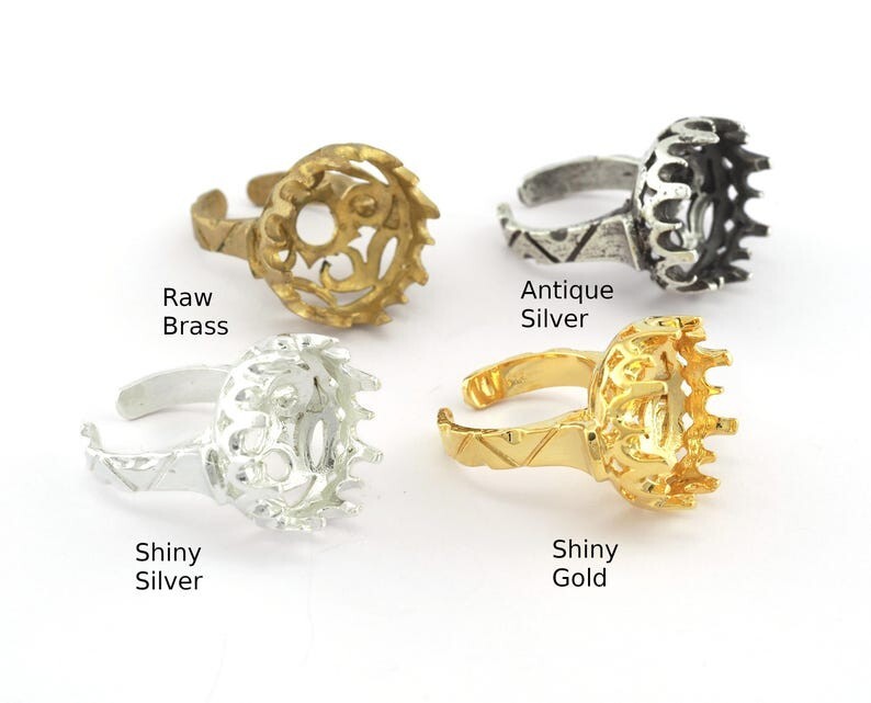 Prong Setting Ring,Sphere Blank Setting Ring, Raw,Silver,Gold brass 6-8us 5597