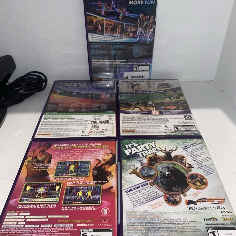 Microsoft Xbox 360 Kinect Motion OEM Model 1414 Sensor Bar W/ 5 Games *READ*