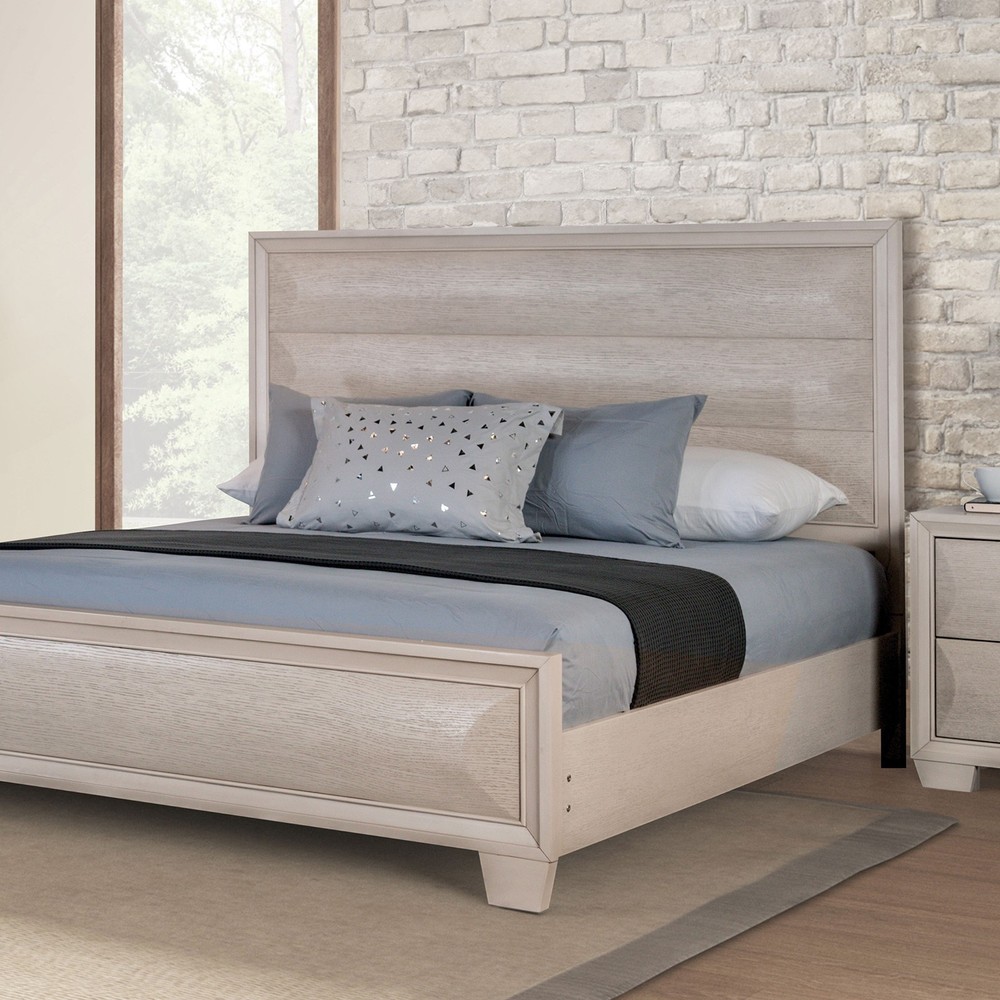 Transitional Style White Oak Finish 1pc Queen Size Bed Set