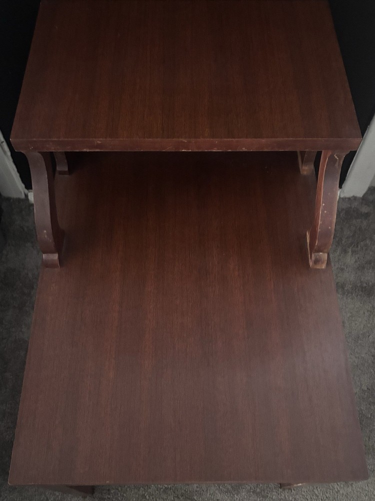 Vintage Walnut MCM Mersman Formica Top Step End/side Table