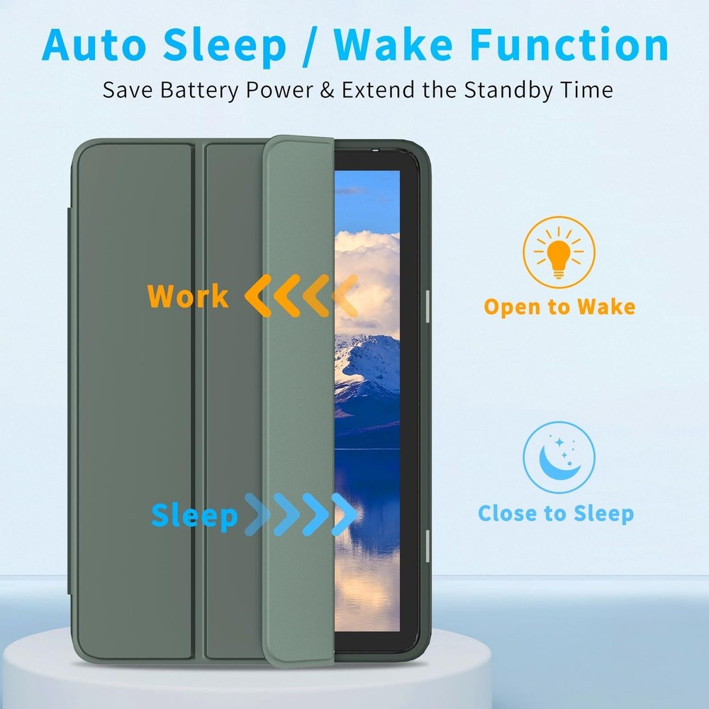 Trifold PU Leather Smart Dual Angle Stand Cover with Auto Wake/Sleep Function...