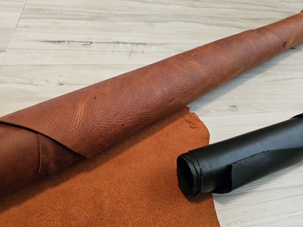 4-5oz BURNT ORANGE PULL-UP LEATHER HIDE FULL GRAIN SQUARE PANEL,SHEET,12x12 20+s