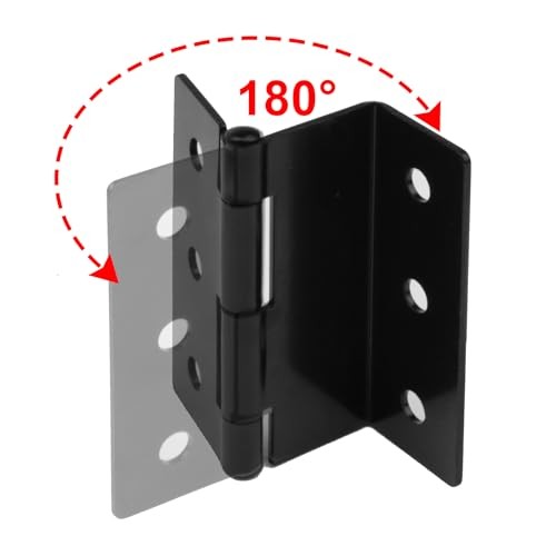6 Pcs 3" High Half-Surface Chest Hinges,Black Offset Hinge for 1" Thick Door